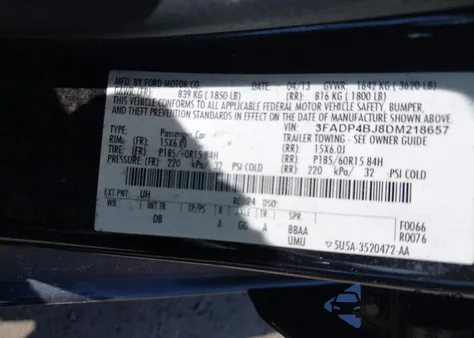 2013 Ford Fiesta Se from USA, damaged, VIN 3FADP4BJ8DM218657